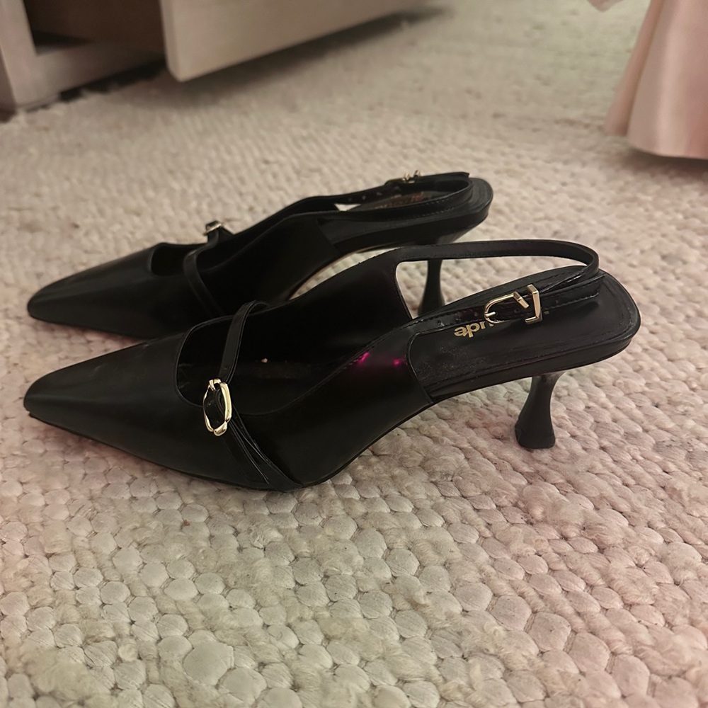 LARROUDE BLACK LEATHER INES PUMP - Picture 4 of 11